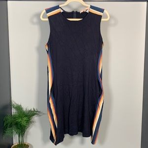 Hutch Anthropology Solid Casual Dress With Striped Sides & Shoulders Size XL